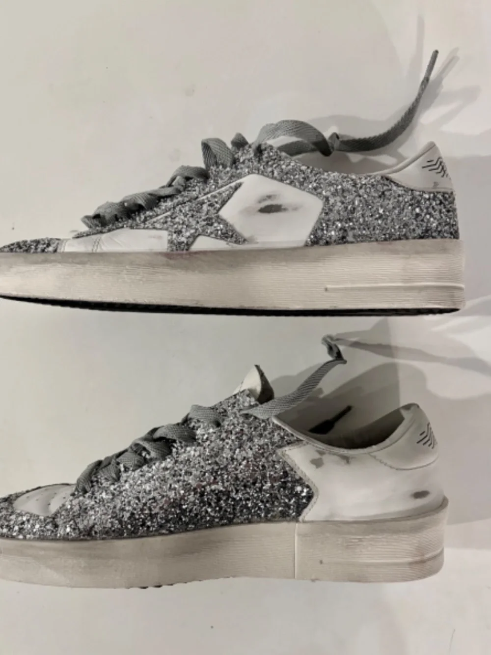 Golden Goose Stardan Silver Glitter Star Sneakers Size 40 - Picture 6 of 7